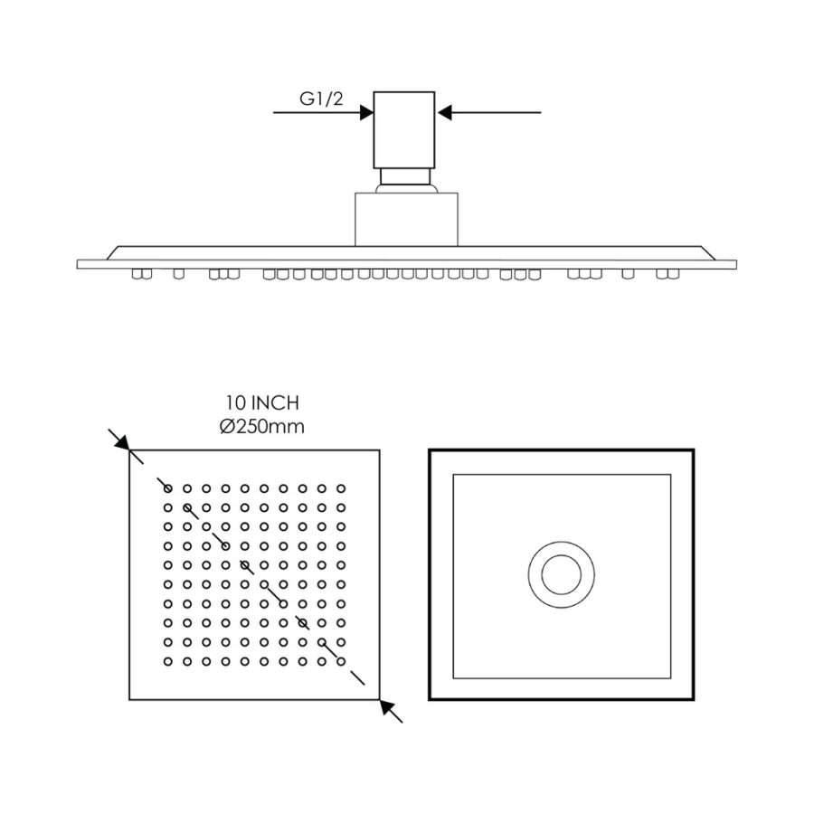 MOCHA MATT SQUARE SHOWER HEAD 10" MHS1074