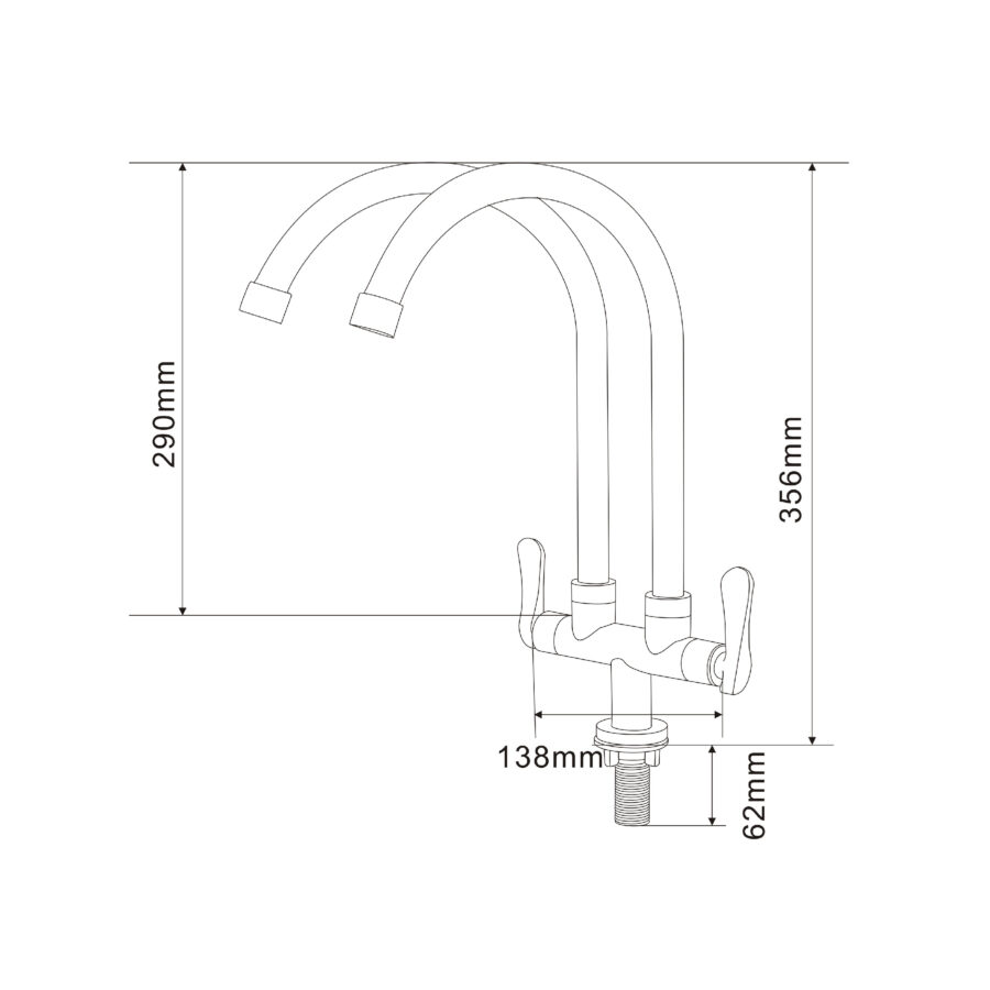 MOCHA STAINLESS STEEL DOUBLE PILLAR SINK TAP M4523ASS