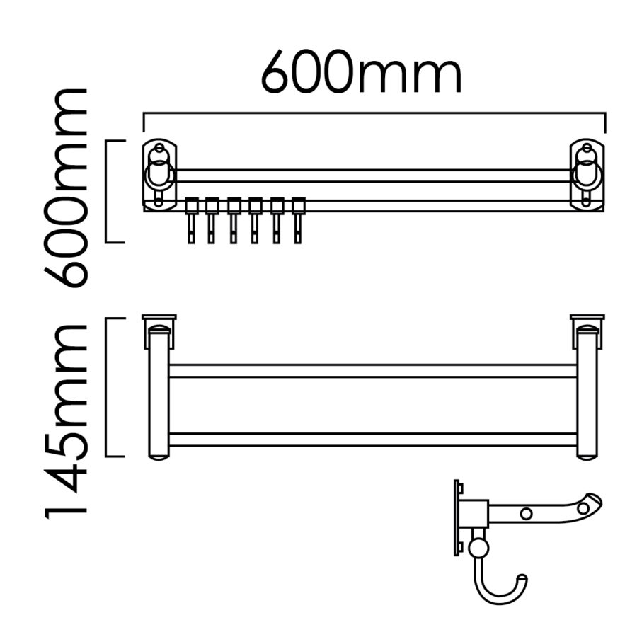 MOCHA STAINLESS STEEL FOLDABLE TOWER BAR 800MM