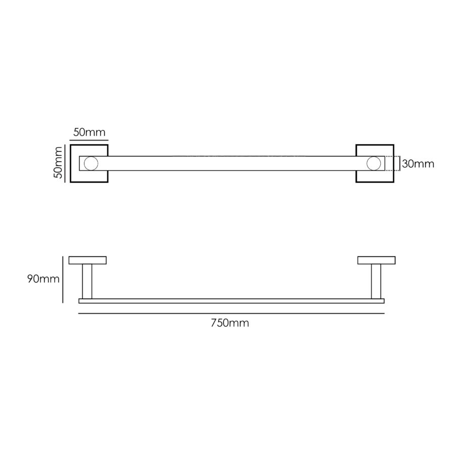 MOCHA STAINLESS STEEL TOWEL BAR 75CM M455-75
