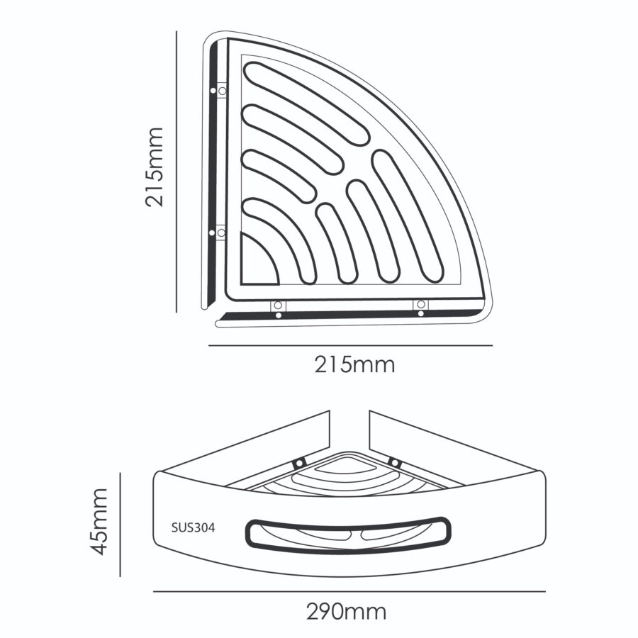 MOCHA STAINLESS STEEL CORNER SHELF M481