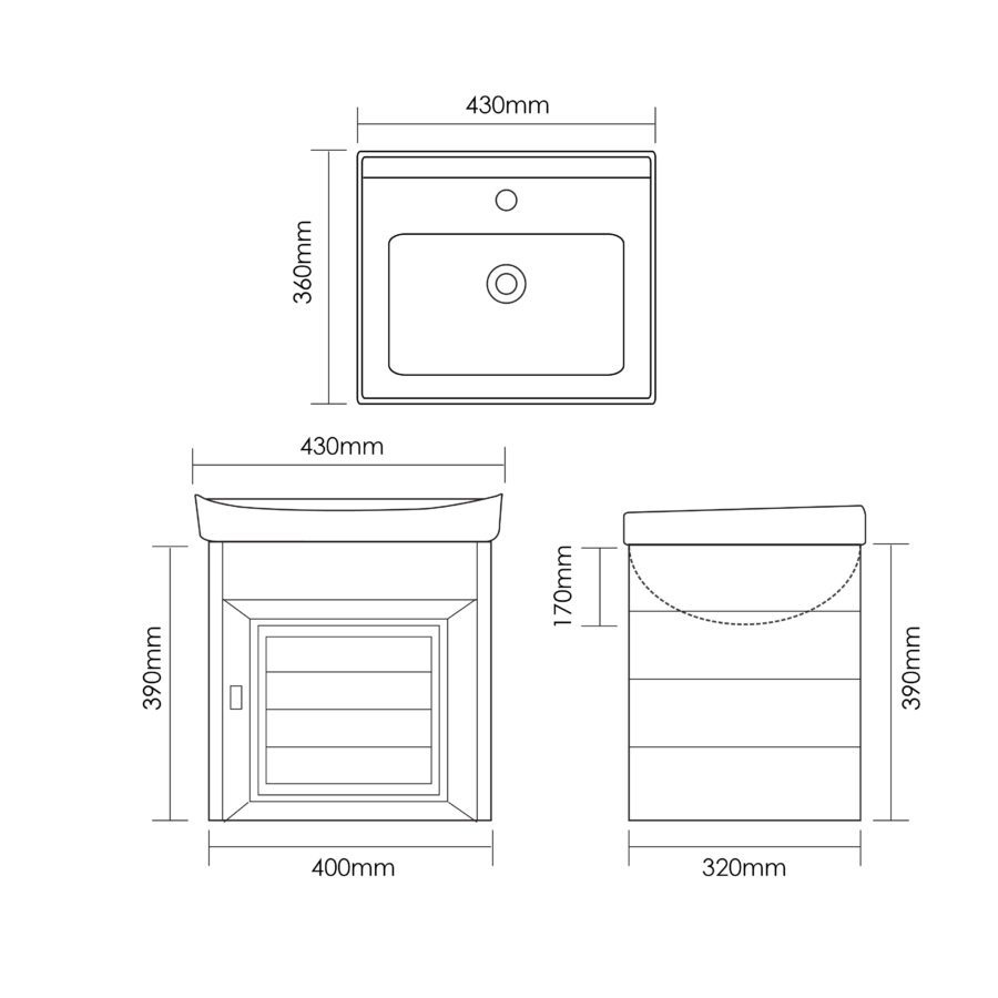 MOCHA 1.3FT WHITE CABINET MBF65093-AL