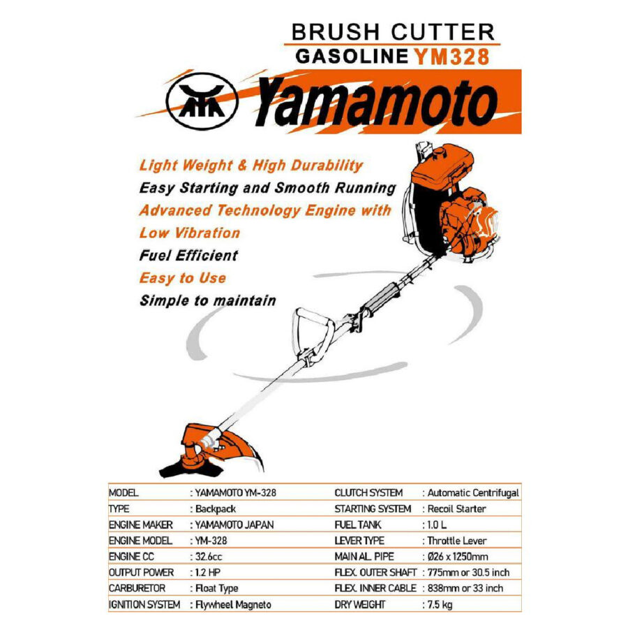 YAMAMOTO BRUSH CUTTER YM328 BACK-PACK GASOLINE BRUSH CUTTER MACHINE
