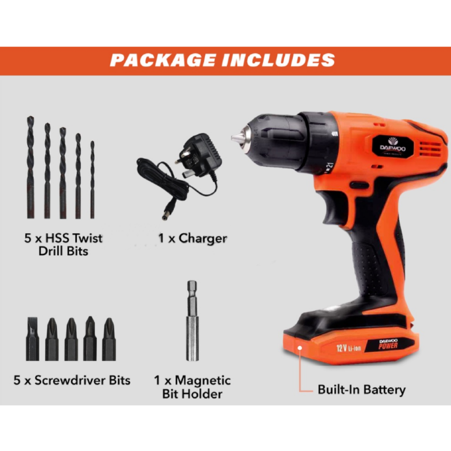 DAEWOO DALD86 12V CORDLESS LITHIUM DRILL