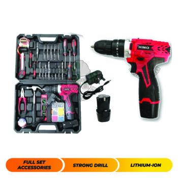 HINO 12V CORDLESS IMPACT / HAMMER DRILL SET WITH 90 PCS ACCESSORIES