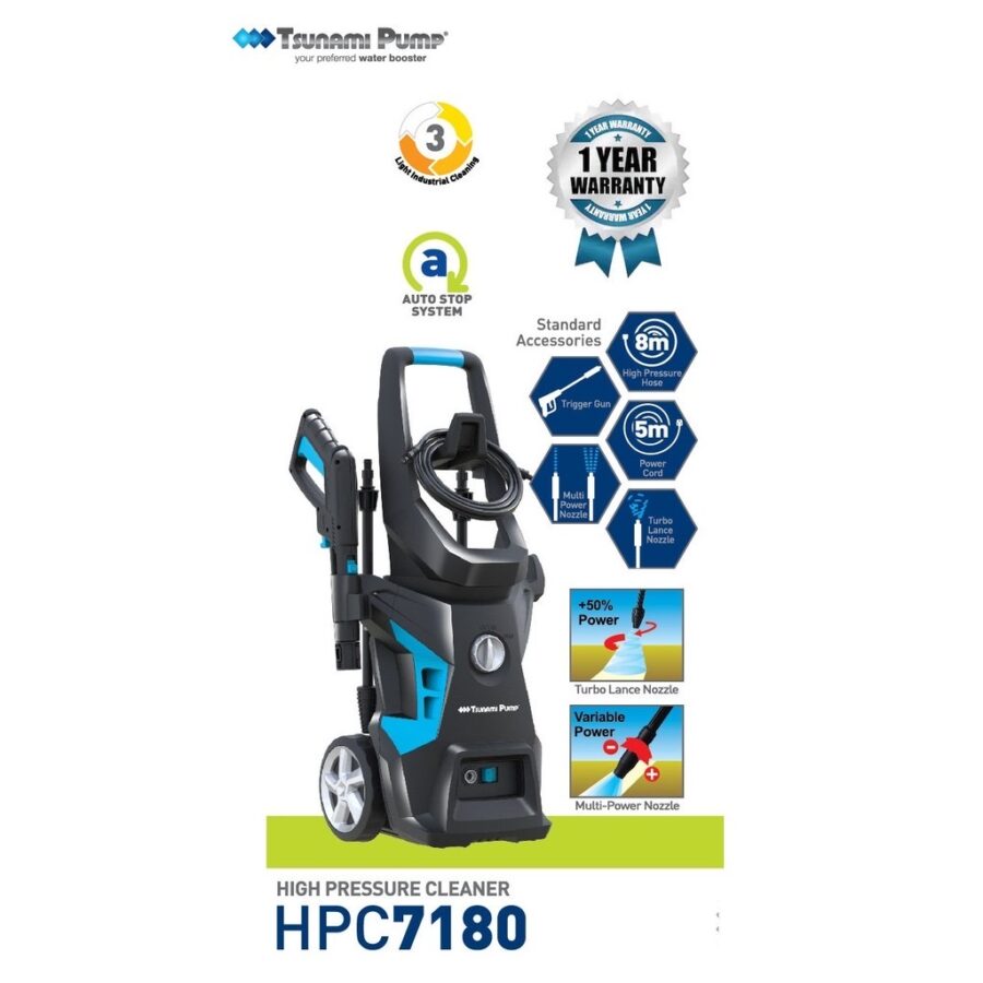 TSUNAMI HPC7180 LIGHT INDUSTRIAL CLEANING HIGH PRESSURE CLEANER 2200W