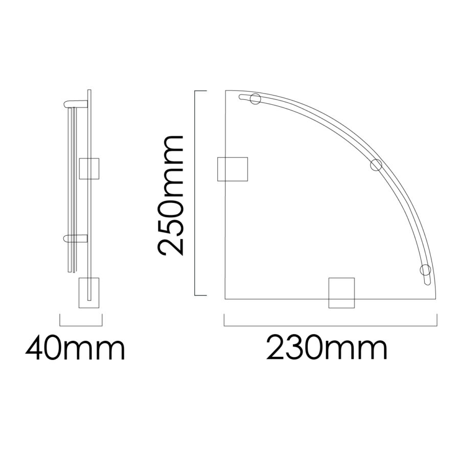 MOCHA GLASS SHELF 25CM M312