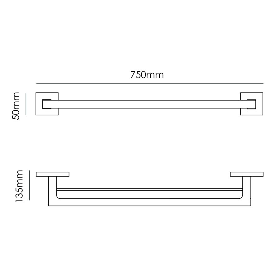 MOCHA RG DOUBLE STAINLESS STEEL TOWEL BAR M460-75RG