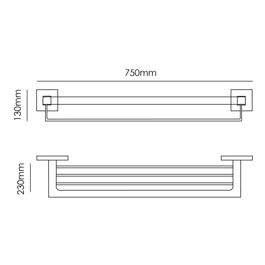 MOCHA BL S/STEEL TOWEL SHELF M461-75BL