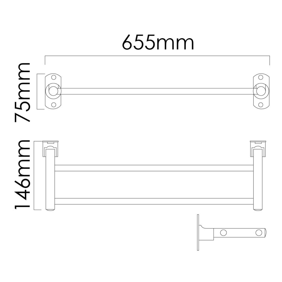 MOCHA STAINLESS STEEL FOLDABLE TOWEL BAR M553 SERIES