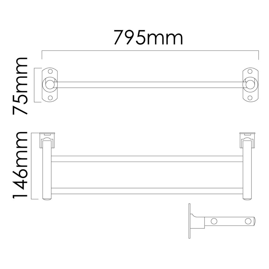 MOCHA STAINLESS STEEL FOLDABLE TOWEL BAR M553 SERIES