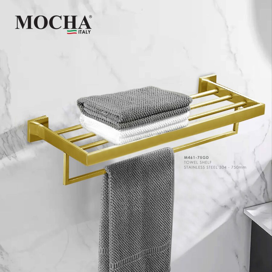 MOCHA GD STAINLESS STEEL TOWEL SHELF M461-75GD