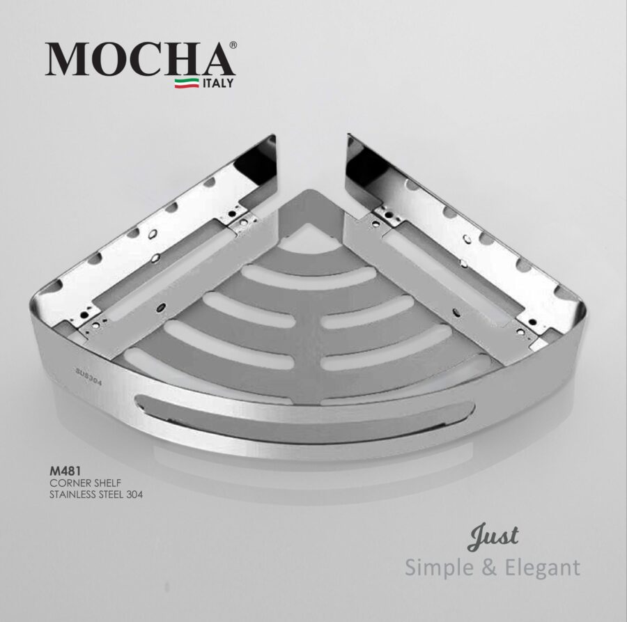MOCHA STAINLESS STEEL CORNER SHELF M481